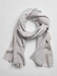 Стильный шарф с принтом GAP с бахромой 1159760334 (Белый/Серебристый, One size)