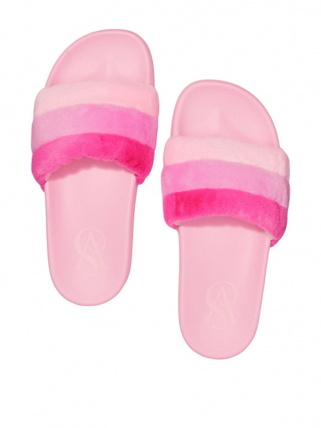 Женские шлепанцы с мехом Victoria's Secret PINK 1159762353 (Розовый, 36-37)
