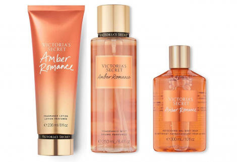 Парфюмированный набор для тела Amber Romance от Victoria's Secret спрей, гель для душа и лосьон 1159764494 (Оранжевый, One sizel)