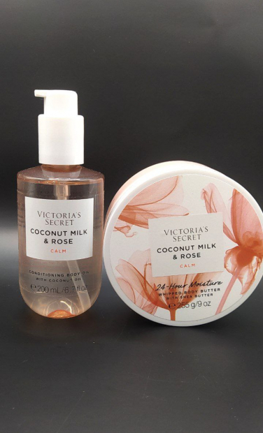 Набор для тела Natural Beauty от Victoria's Secret Coconut Milk & Rose крем и масло 1159764631 (Розовый, 200 ml/255 g)