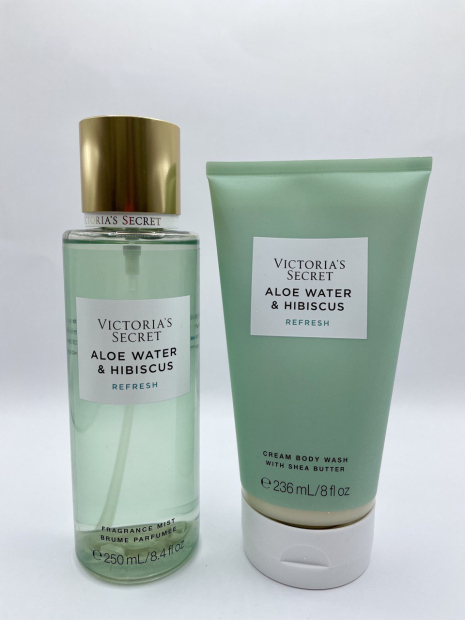 Набор для тела Aloe Water & Hibiscus Victoria’s Secret мист и крем 1159779515 (Зеленый, One Size)