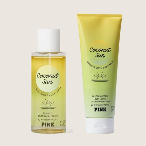 Набор спрей и лосьон для тела Coconut Sun Victoria’s Secret Pink 1159789488 (Желтый, 236 ml/250 ml)