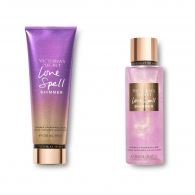 Парфюмированный набор для тела Love Spell Shimmer от Victoria’s Secret 1159760651 (Фиолетовый/Золотистый, 250 ml/236 ml)