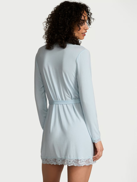 Жіночий легкий халат Victoria's Secret з мереживним оздобленням 1159847653 (Блакитний XL/XXL)