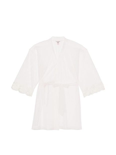 Жіночий напівпрозорий укорочений халат Victoria's Secret 1159858279 (Молочний M/L)
