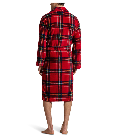 Мужской халат в клетку Polo Ralph Lauren плюшевый 1159859869 (Красный L/XL)