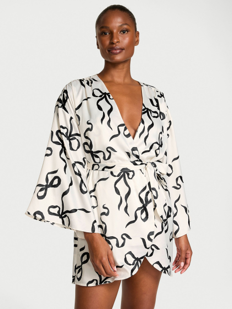 Женский сатиновый халат Victoria's Secret 1159861355 (Белый XL/XXL)