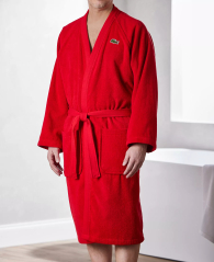 Махровий халат Lacoste з поясом 1159807673 (червоний, One size)