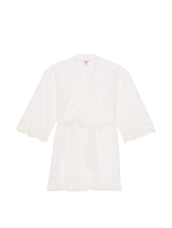 Жіночий напівпрозорий укорочений халат Victoria's Secret 1159858279 (Молочний M/L)
