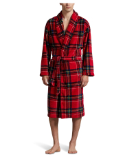 Мужской халат в клетку Polo Ralph Lauren плюшевый 1159859869 (Красный L/XL)