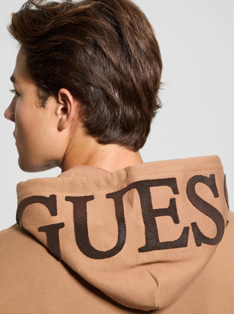 Мужское худи на флисе Guess с капюшоном 1159849979 (Коричневый XXL)