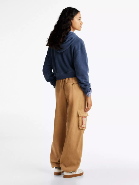 Женское укороченное худи Tommy Hilfiger с капюшоном 1159852810 (Синий M)