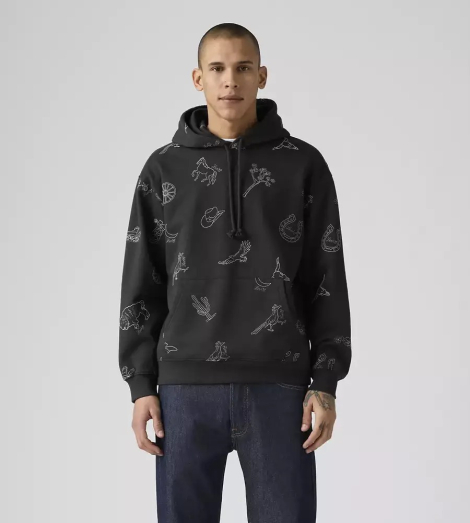 Чоловіче худи на флісі Levi's з вишивкою 1159857212 (Сірий XXL)