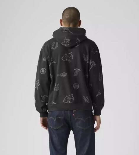 Чоловіче худи на флісі Levi's з вишивкою 1159857212 (Сірий XXL)