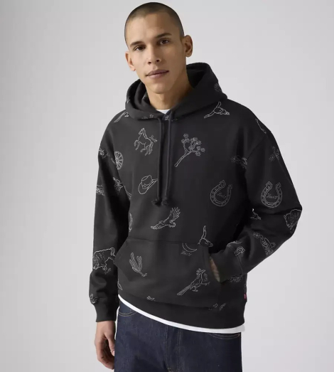 Чоловіче худи на флісі Levi's з вишивкою 1159857212 (Сірий XXL)