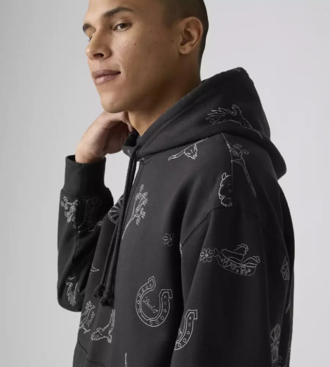 Чоловіче худи на флісі Levi's з вишивкою 1159857212 (Сірий XXL)