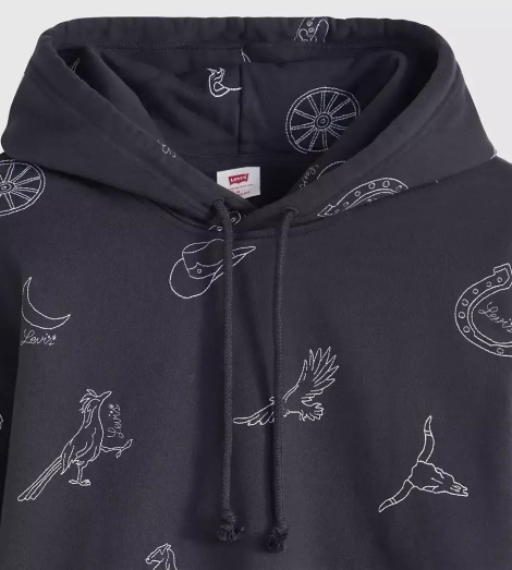 Чоловіче худи на флісі Levi's з вишивкою 1159857212 (Сірий XXL)