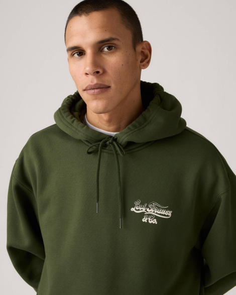 Мужское худи на флисе Levi's с принтом 1159858843 (Зеленый XL)