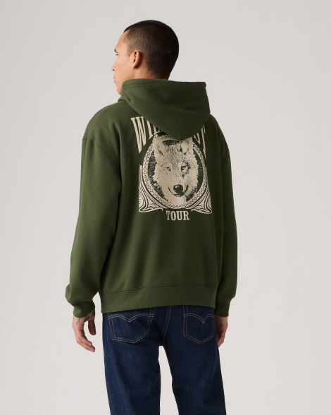 Мужское худи на флисе Levi's с принтом 1159858843 (Зеленый XL)