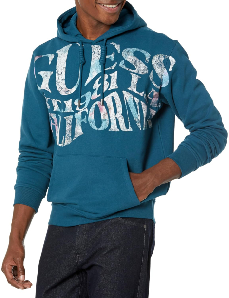 Мужское худи Guess с капюшоном 1159861756 (Бирюзовый M)