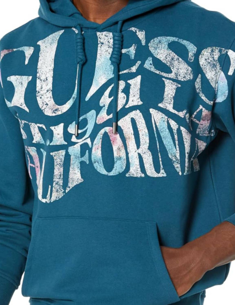 Мужское худи Guess с капюшоном 1159861756 (Бирюзовый M)