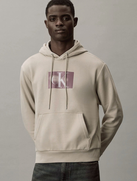 Мужское худи на флисе Calvin Klein с логотипом 1159862200 (Бежевый XL)