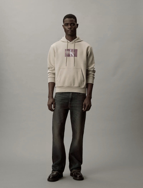 Мужское худи на флисе Calvin Klein с логотипом 1159862200 (Бежевый XL)