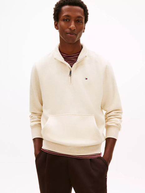 Мужская толстовка с полумолнией Tommy Hilfiger на флисе 1159863142 (Молочный XL)