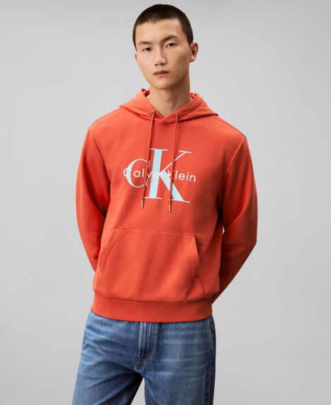 Мужское худи на флисе Calvin Klein с логотипом 1159863865 (Оранжевый XXL)