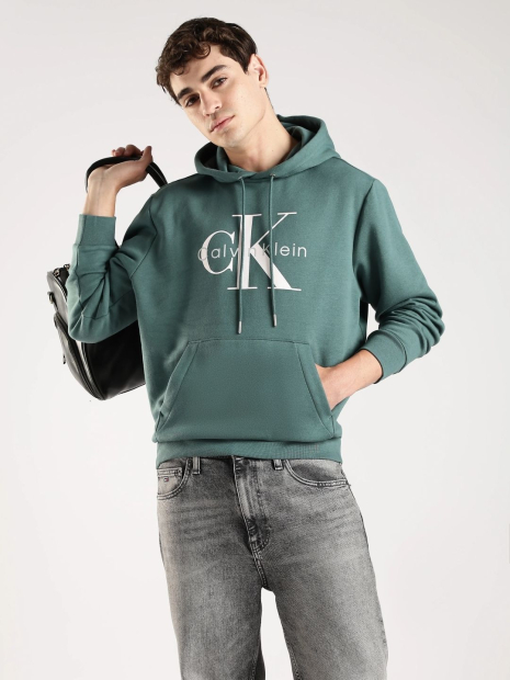 Мужское худи на флисе Calvin Klein с логотипом 1159864750 (Зеленый XS)