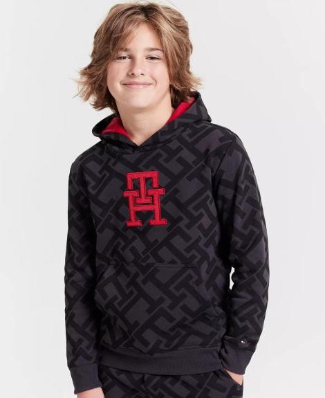 Худі на флісі Tommy Hilfiger з логотипом 1159864919 (Чорний/Сірий L) на зріст 150-152 см