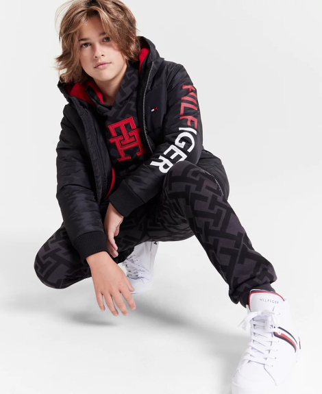 Худі на флісі Tommy Hilfiger з логотипом 1159864919 (Чорний/Сірий L) на зріст 150-152 см
