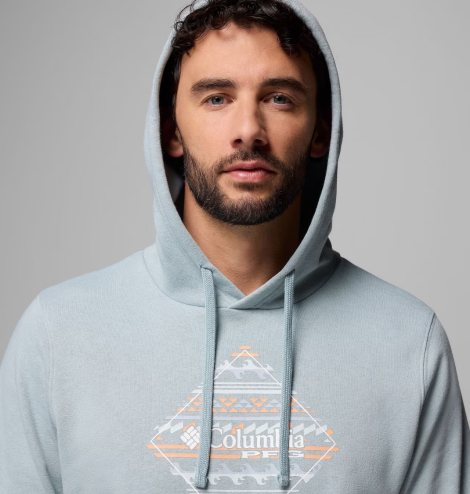 Чоловічий худі на флісі Columbia з принтом 1159865087 (Блакитний XL)