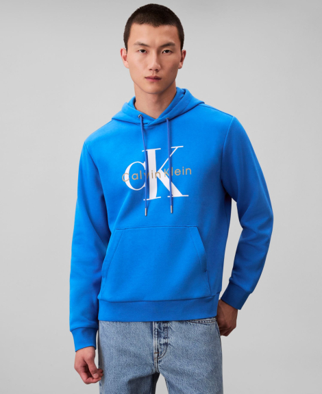 Чоловічий худі на флісі Calvin Klein з логотипом 1160200202 (Синій S)