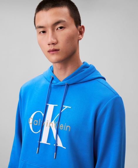 Чоловічий худі на флісі Calvin Klein з логотипом 1160200202 (Синій S)