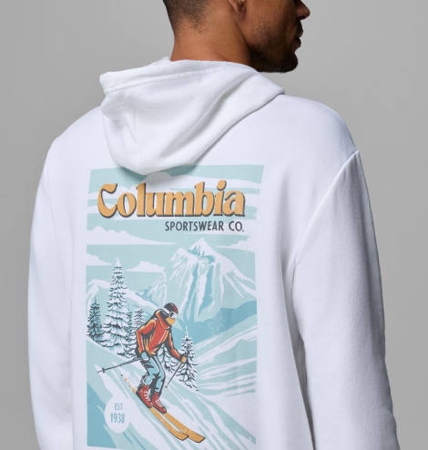 Мужское худи на флисе Columbia с принтом сзади 1162011417 (Белый M)