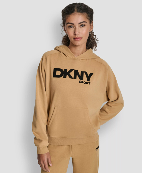 Женское худи на флисе DKNY с логотипом 1162656178 (Бежевый M)