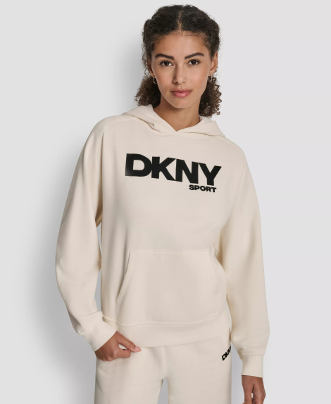 Женское худи на флисе DKNY с логотипом 1162657024 (Молочный S)