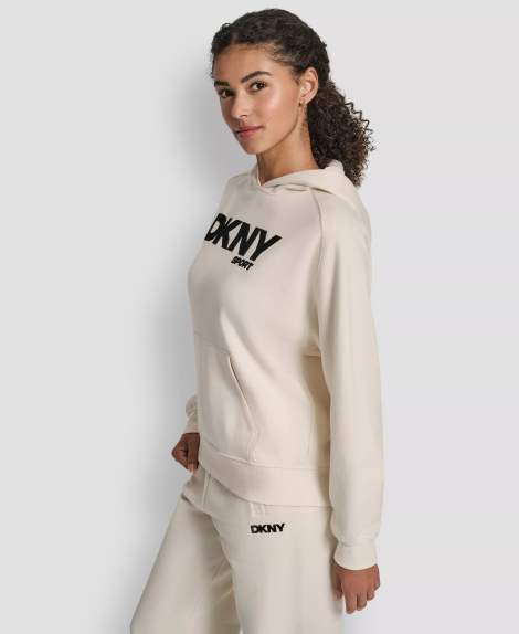 Женское худи на флисе DKNY с логотипом 1162657024 (Молочный S)