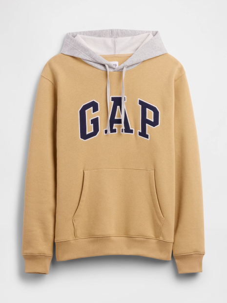 Мужское худи GAP на флисе 1162976932 (Бежевый/Серый XL)