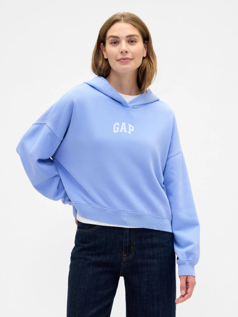 Укорочене худи на флісі GAP з логотипом 1163353692 (Блакитний S)