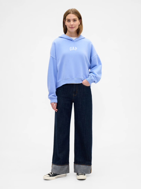 Укороченное худи на флисе GAP с логотипом 1163301683 (Голубой XL)