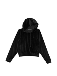 Женское велюровое худи Victoria's Secret кофта с капюшоном 1159847392 (Черный M)