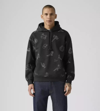 Чоловіче худи на флісі Levi's з вишивкою 1159857212 (Сірий XXL)