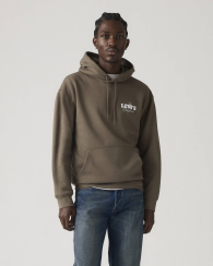 Мужское худи на флисе Levi's с принтом 1159860621 (Коричневый L)