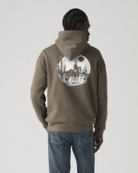 Мужское худи на флисе Levi's с принтом 1159860621 (Коричневый L)