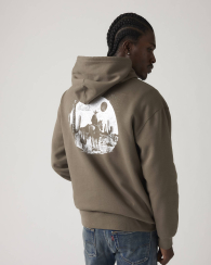 Мужское худи на флисе Levi's с принтом 1159860621 (Коричневый L)