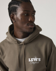 Мужское худи на флисе Levi's с принтом 1159860621 (Коричневый L)