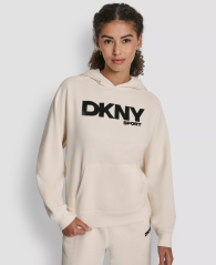 Женское худи на флисе DKNY с логотипом 1162657024 (Молочный S)