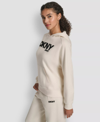 Женское худи на флисе DKNY с логотипом 1162657024 (Молочный S)